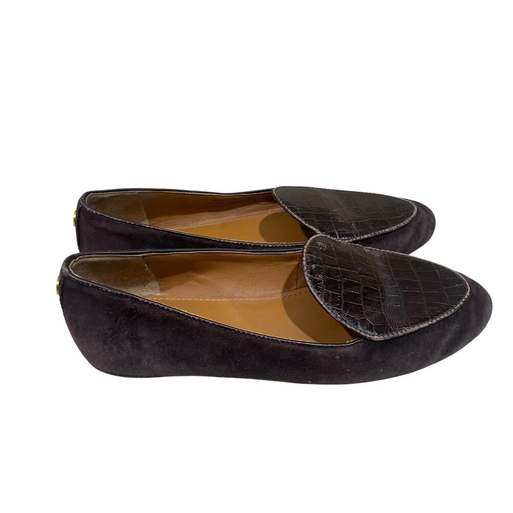 Tory Burch Benton Apron toe loafers brown suede